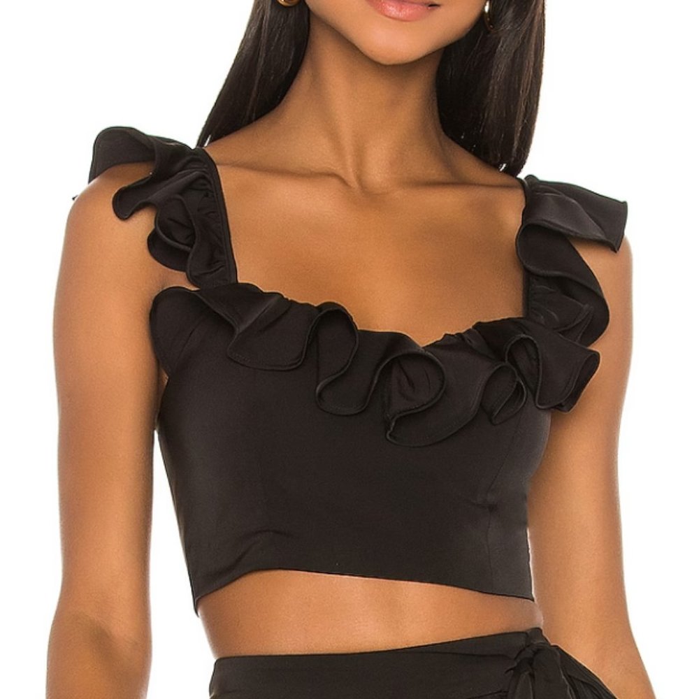 Ruffle Black Top